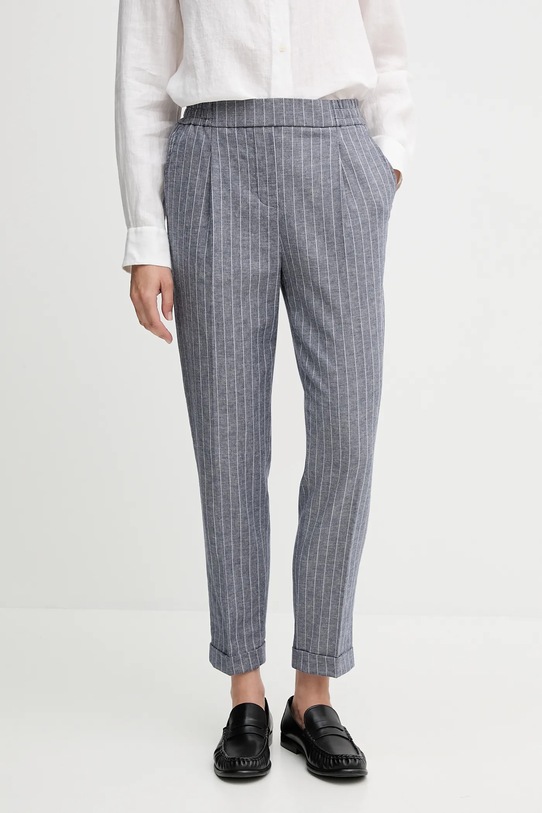 United Colors of Benetton nadrág vászonkeverékből len szállal kék 49KBDF090