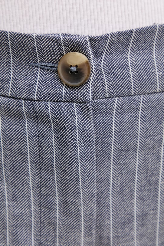 United Colors of Benetton spodnie z domieszką lnu granatowy 49KBDF091