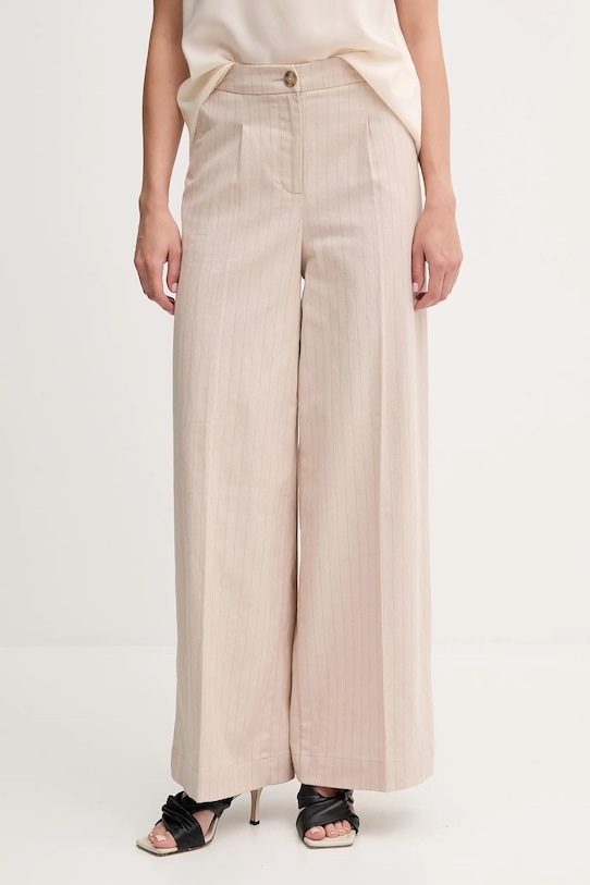 United Colors of Benetton pantaloni din amestec de in panza bej 49KBDF091
