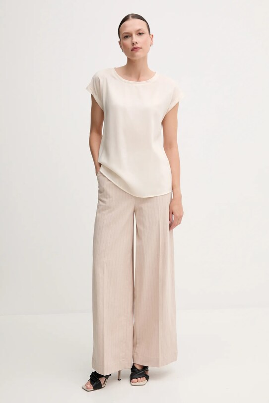 United Colors of Benetton pantaloni din amestec de in 49KBDF091 bej SS25