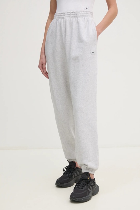 Бавовняні спортивні штани Reebok Classic меланж сірий 100221467