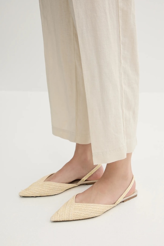 United Colors of Benetton spodnie lniane beżowy 4AGHDF06R