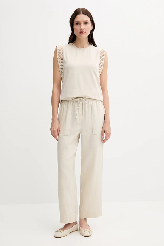 United Colors of Benetton pantaloni din in 4AGHDF08J bej SS25