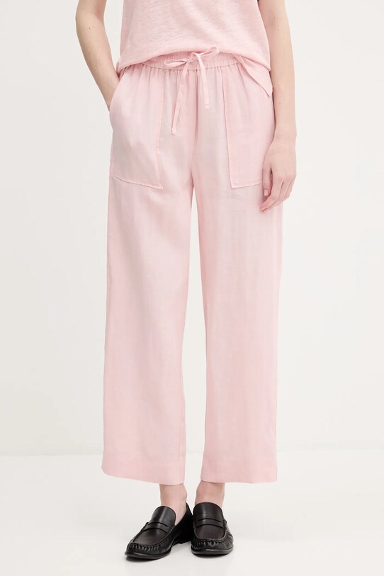 Льняные брюки United Colors of Benetton прямой розовый 4AGHDF08J