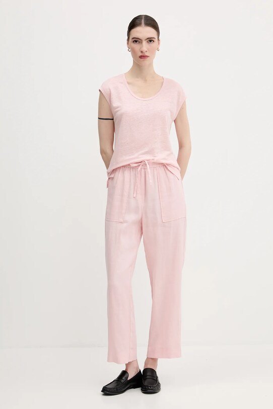 Льняные брюки United Colors of Benetton 4AGHDF08J розовый SS25