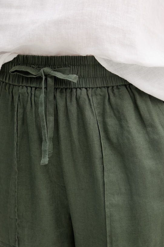 United Colors of Benetton hlače za žene od lana zelena 4AGHDF08J