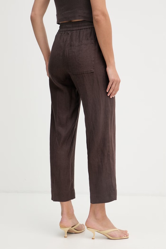 Ρούχα United Colors of Benetton Παντελόνι γυναικείο λινό 4AGHDF08J καφέ