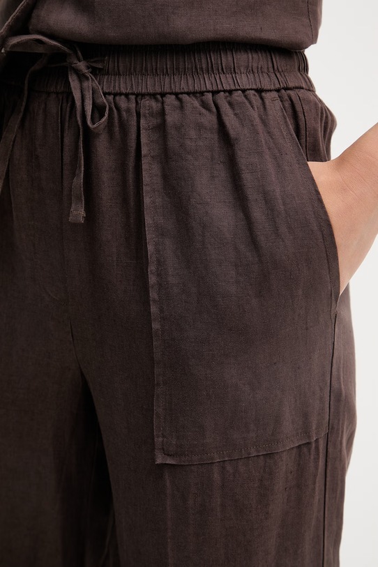 United Colors of Benetton Παντελόνι γυναικείο λινό καφέ 4AGHDF08J