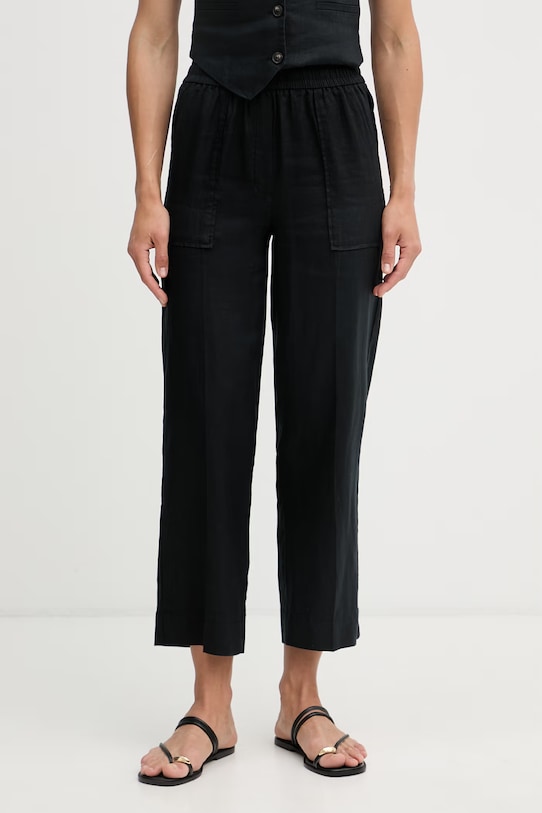 United Colors of Benetton Παντελόνι γυναικείο λινό μαύρο 4AGHDF08J