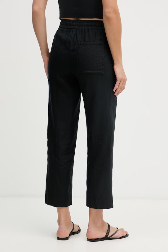 Ρούχα United Colors of Benetton Παντελόνι γυναικείο λινό 4AGHDF08J μαύρο