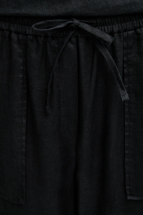 Льняні штани United Colors of Benetton чорний 4AGHDF08J