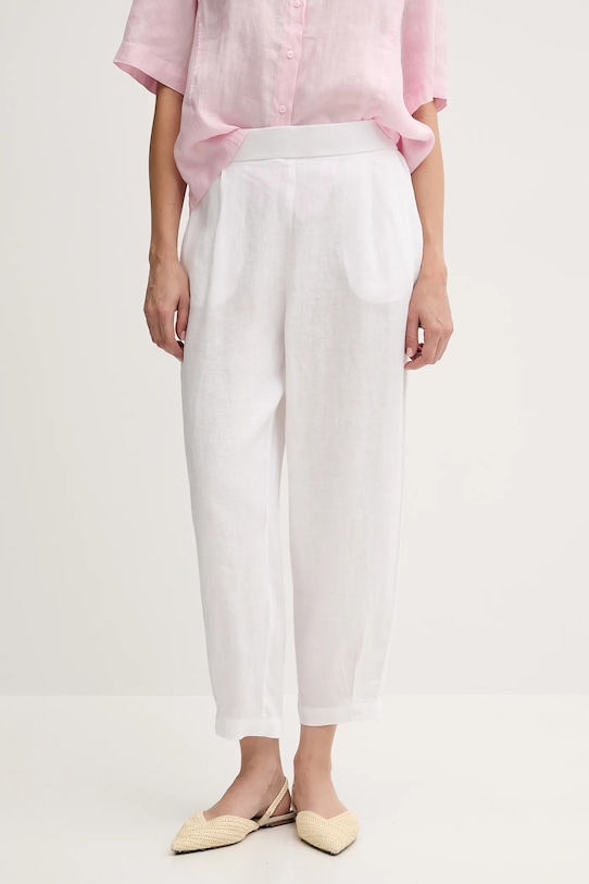 Льняні штани United Colors of Benetton прямий білий 4AGHDF08L