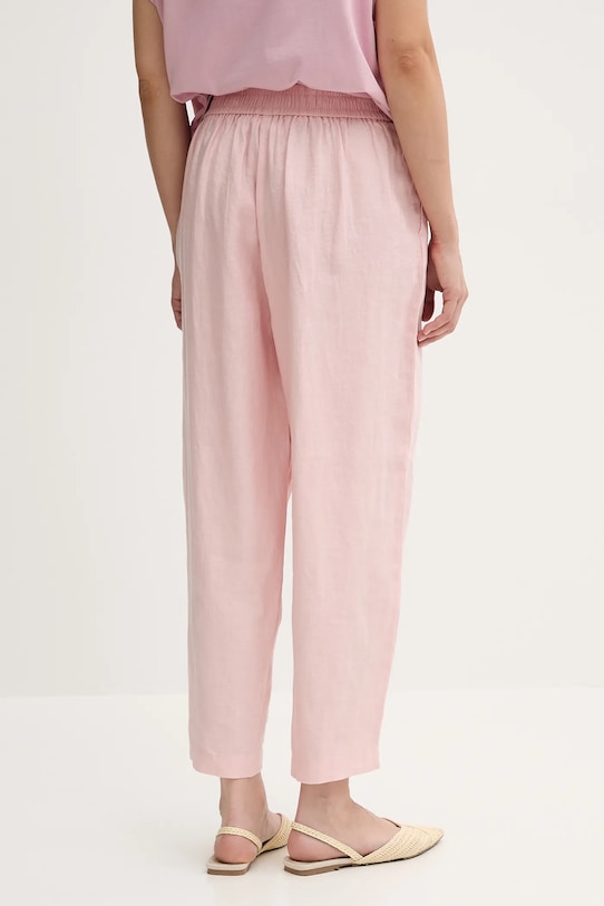 Odzież United Colors of Benetton spodnie lniane 4AGHDF08L różowy