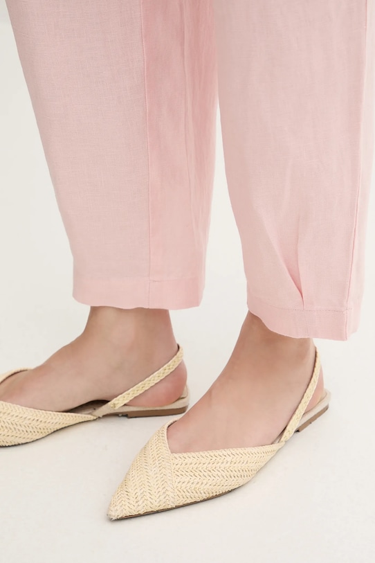 United Colors of Benetton spodnie lniane różowy 4AGHDF08L