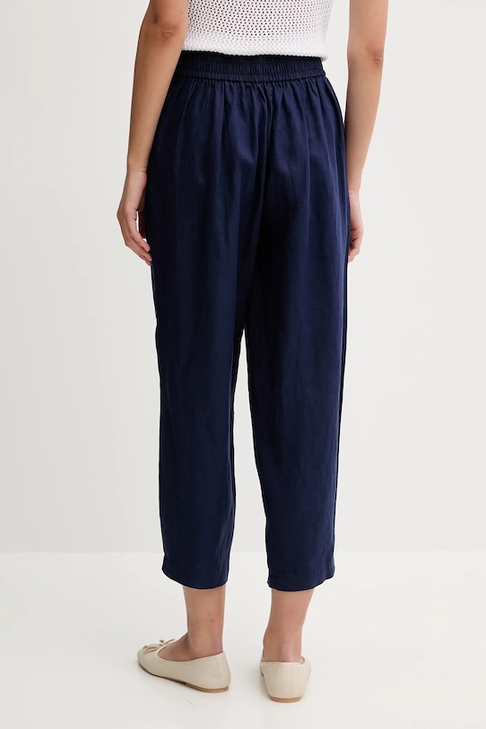Odzież United Colors of Benetton spodnie lniane 4AGHDF08L granatowy