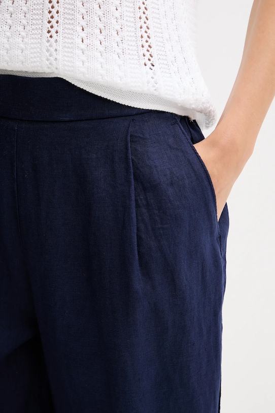 United Colors of Benetton spodnie lniane granatowy 4AGHDF08L