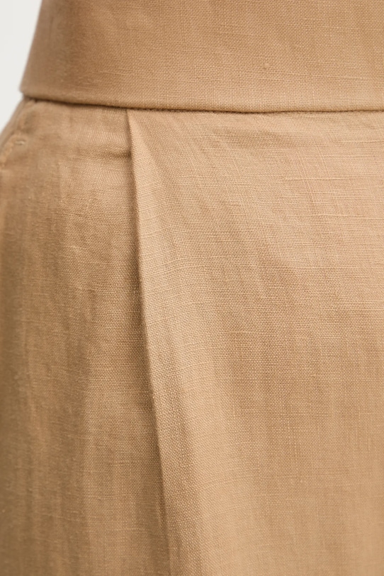 Ľanové nohavice United Colors of Benetton béžová 4AGHDF08L