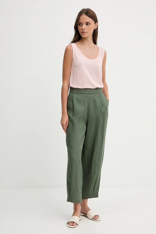 Льняные брюки United Colors of Benetton 4AGHDF08L зелёный SS25