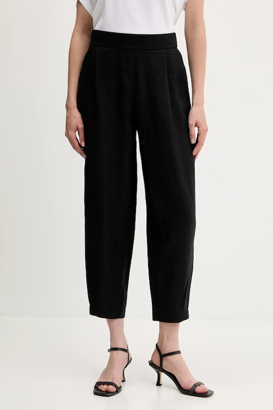 United Colors of Benetton pantaloni din in drept negru 4AGHDF08L