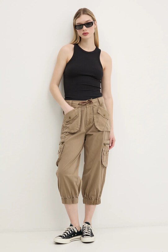 Desigual pantaloni in cotone LOIRA 25SWPW26 beige SS25