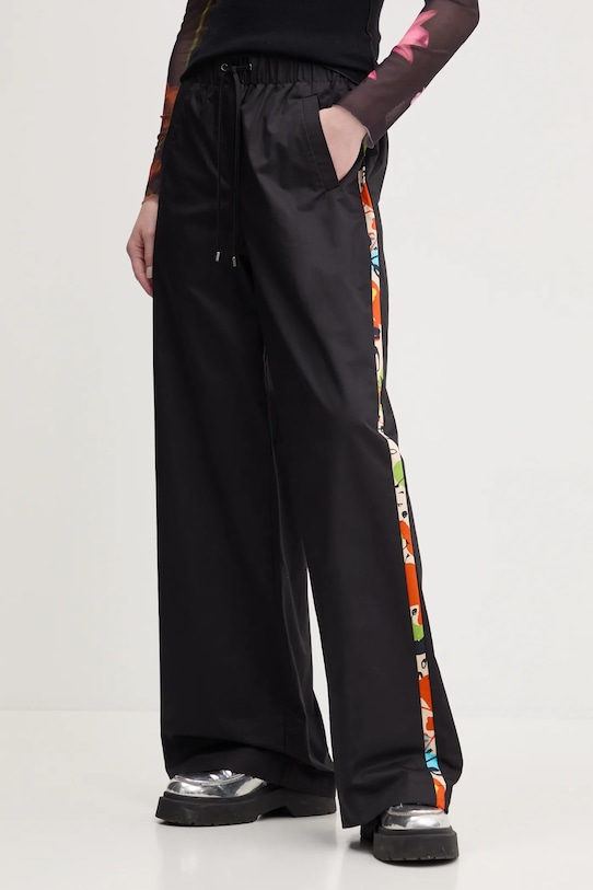Βαμβακερό παντελόνι Desigual PAISLEY LACROIX ψηλή μαύρο 25SWPW19