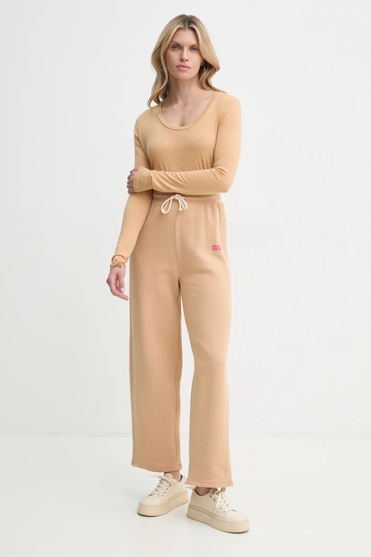 American Vintage pantaloni de trening IZU05AE25 bej SS25