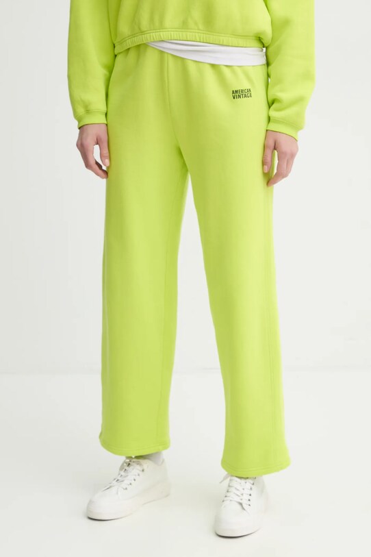 American Vintage pantaloni de trening tricotaj verde IZU05AE25