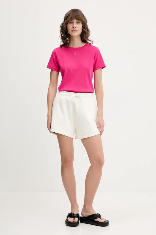 Hugo Blue pantaloni scurti din bumbac 50537101 bej SS25