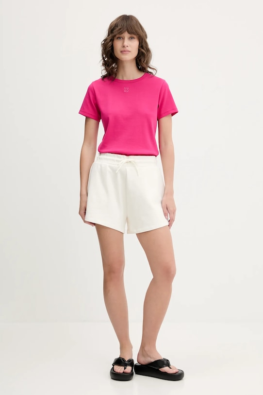 Βαμβακερό σορτσάκι Hugo Blue 50537101 μπεζ SS25