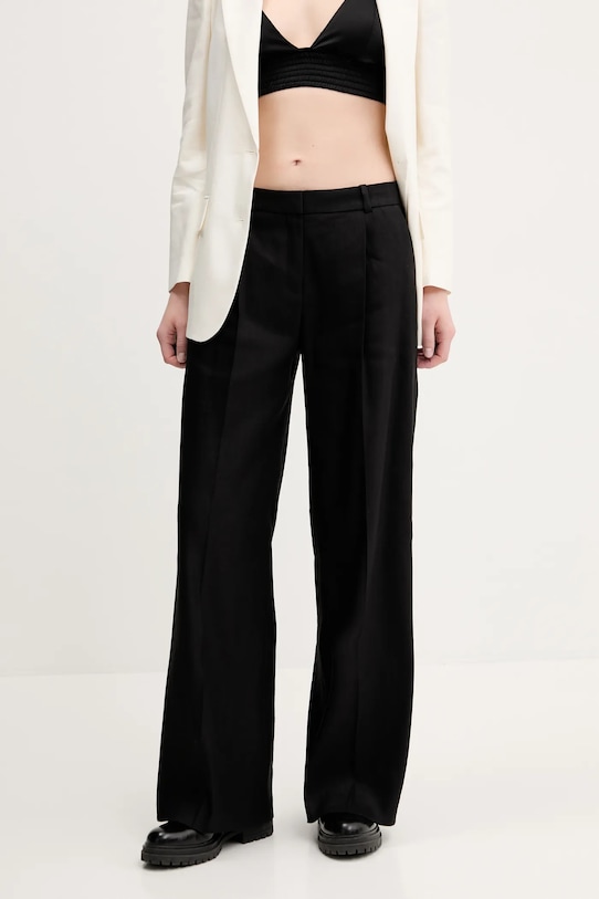 HUGO pantaloni din in drept negru 50537619
