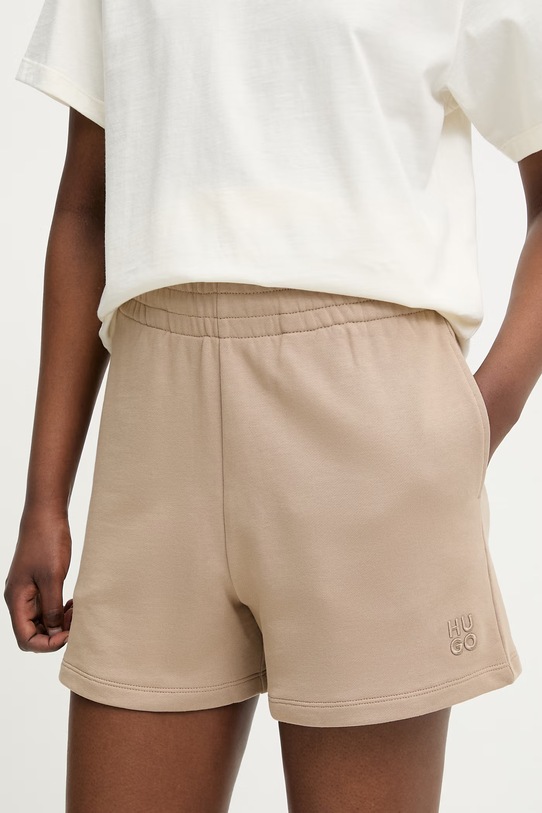 HUGO sportske kratke hlače za žene od pamuka bež 50536943