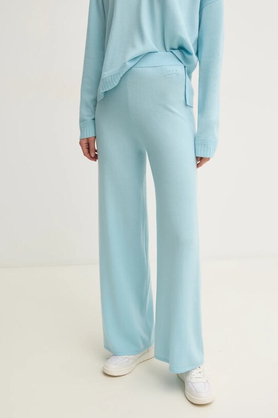 Liu Jo pantaloni de trening de lână tricotaj albastru TA5079.MS026