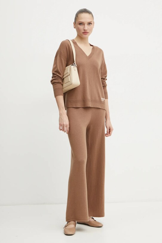 Liu Jo pantaloni de trening de lână TA5079.MS026 maro SS25