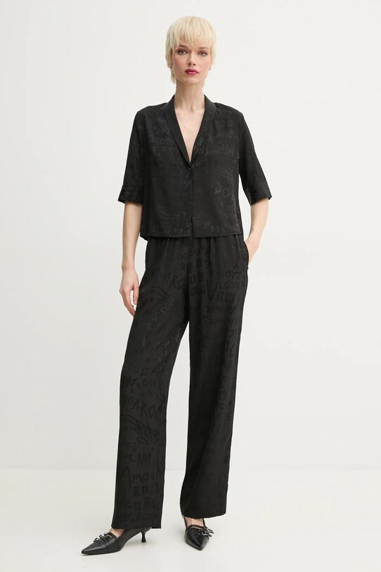 ZADIG&VOLTAIRE pantaloni de mătase WWPA01852.11 negru SS25