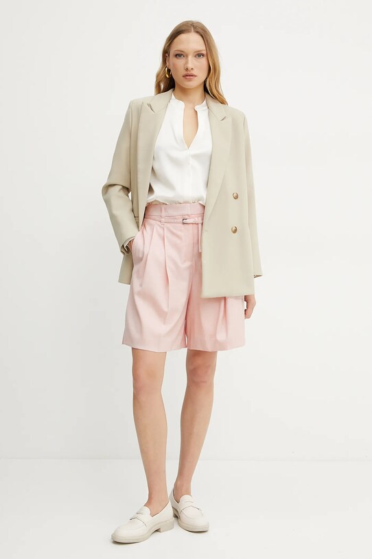 BOSS pantaloni scurți din lână 50537395 roz SS25