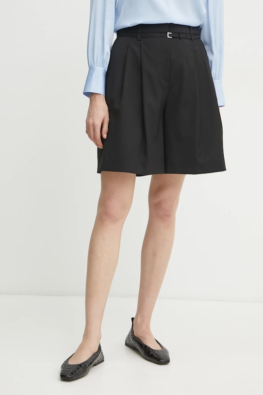 BOSS pantaloni scurți din lână panza negru 50537395