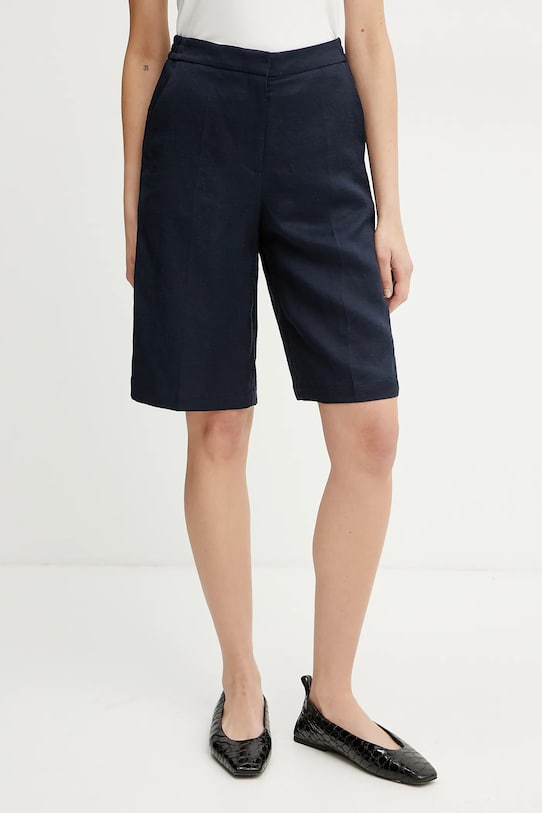 BOSS pantaloni scurți din amestec de in panza bleumarin 50537403