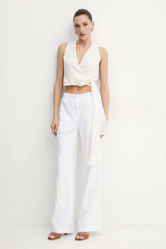 Льняные брюки BOSS 50540608 белый SS25