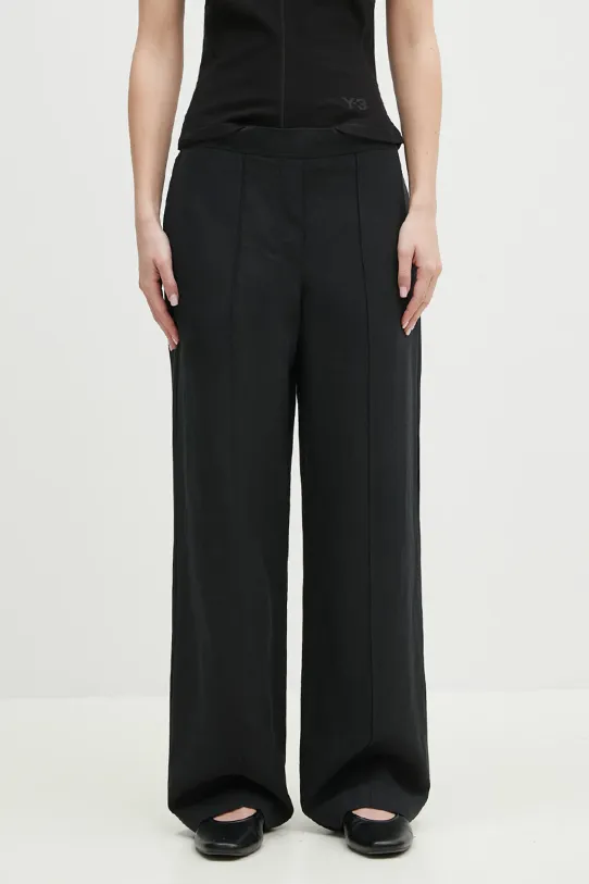 Samsoe Samsoe linen blend trousers SAHANI wide-leg black F25100013