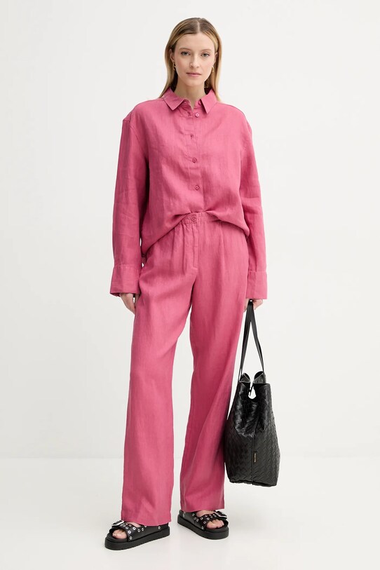Samsoe Samsoe pantaloni din in SATOVE F25100016 roz SS25