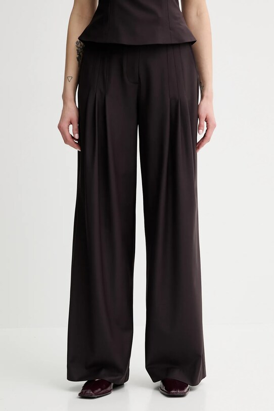Remain pantaloni din lână drept maro 502473578