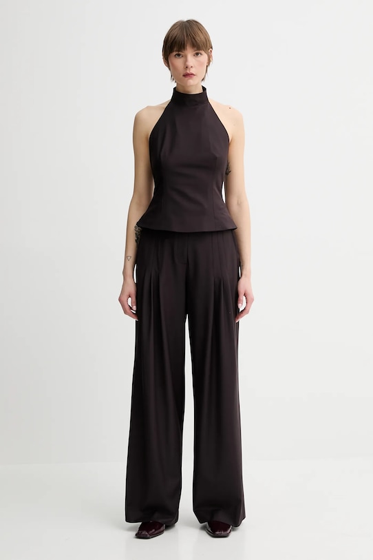 Remain spodnie z domieszką wełny 502473578 brązowy SS25