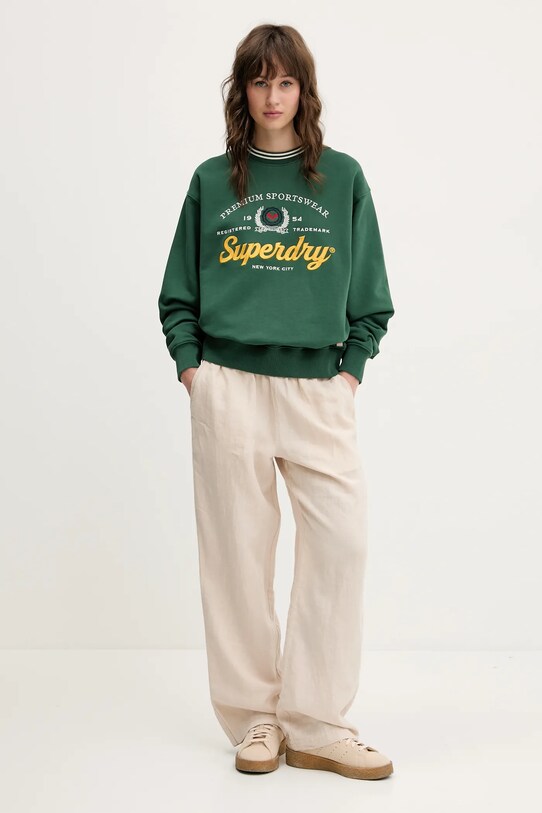 Ľanové nohavice Superdry W7011182A.2PQ béžová SS25