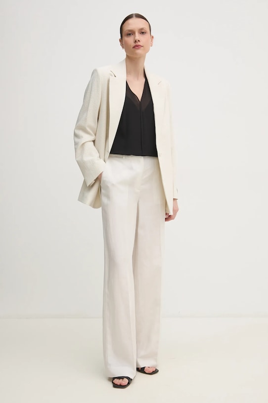 Calvin Klein pantaloni in lino misto K20K208381 beige SS25