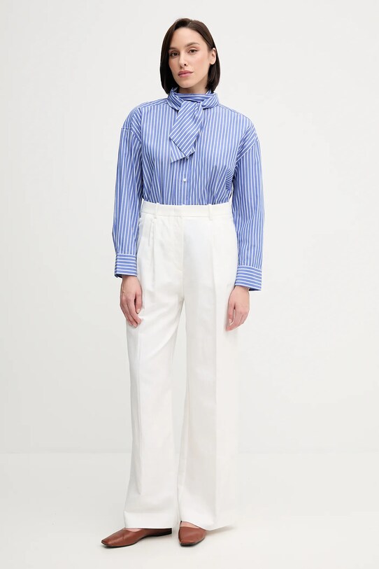 Tommy Hilfiger spodnie z domieszką lnu WW0WW47214 biały SS25