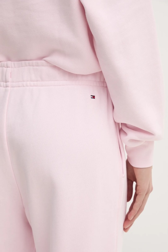 Bavlněné tepláky Tommy Hilfiger růžová WW0WW45576