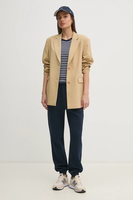 Βαμβακερό παντελόνι Tommy Hilfiger WW0WW45576 σκούρο μπλε SS25