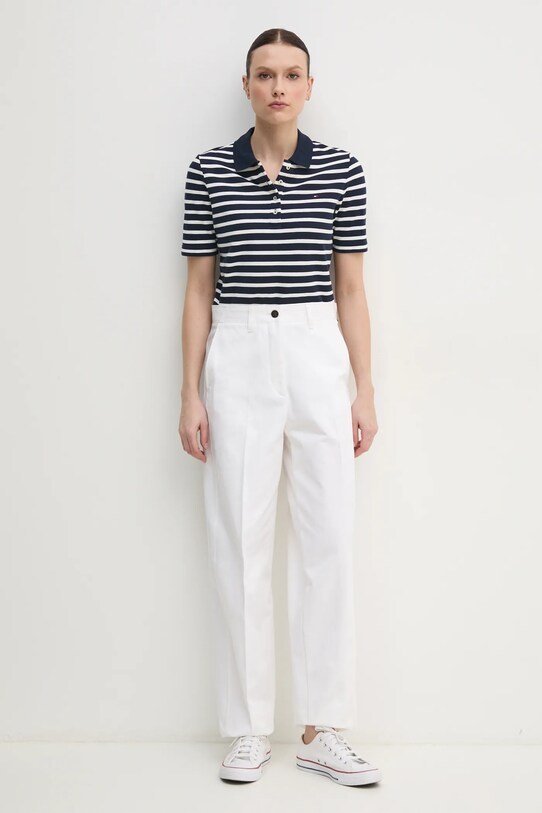 Bavlnené nohavice Tommy Hilfiger WW0WW45487 biela SS25