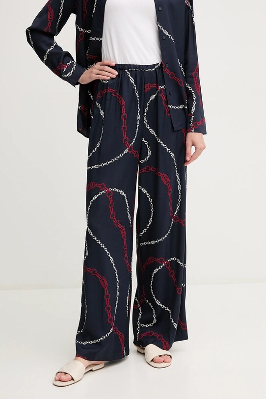 Nohavice Tommy Hilfiger látka tmavomodrá WW0WW44542