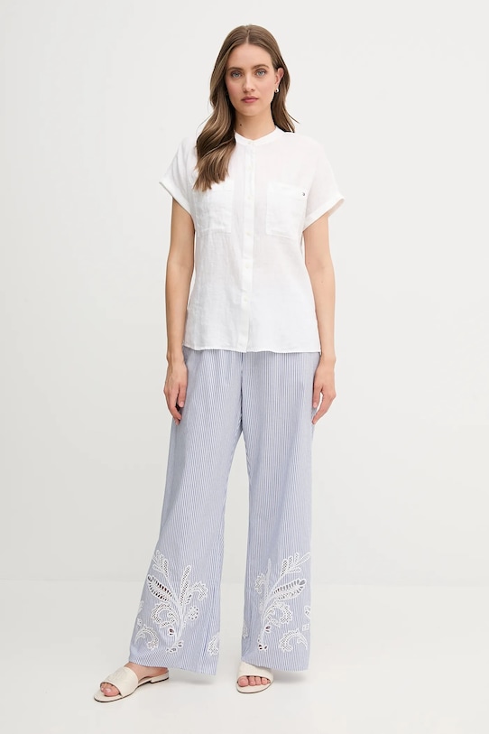 Bavlněné kalhoty Tommy Hilfiger WW0WW46108 modrá SS25